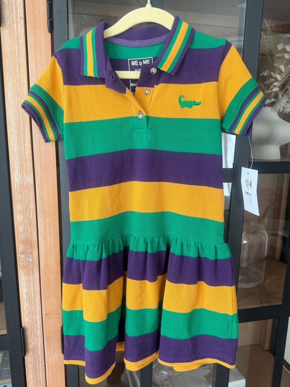 NWT Mardi Gras polo dress tennis striped perlis embroidered alligator neworleans